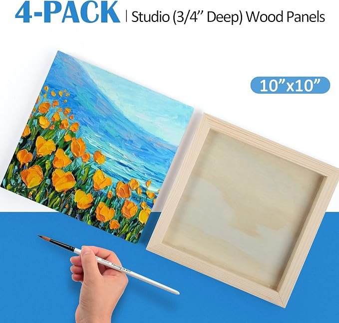 Falling in Art 4 Pack 10x10’’ Unfinished Birch Wood Panels Kit - Image 5