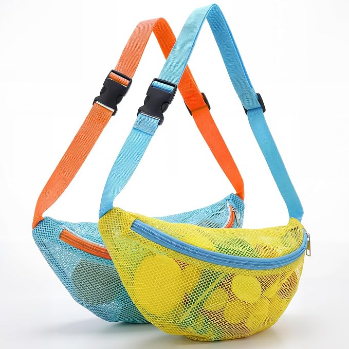 Hsei 2 Pcs Mesh Shell Bags for Beach Shelling Seashell Collecting Fanny Pack by Hsei