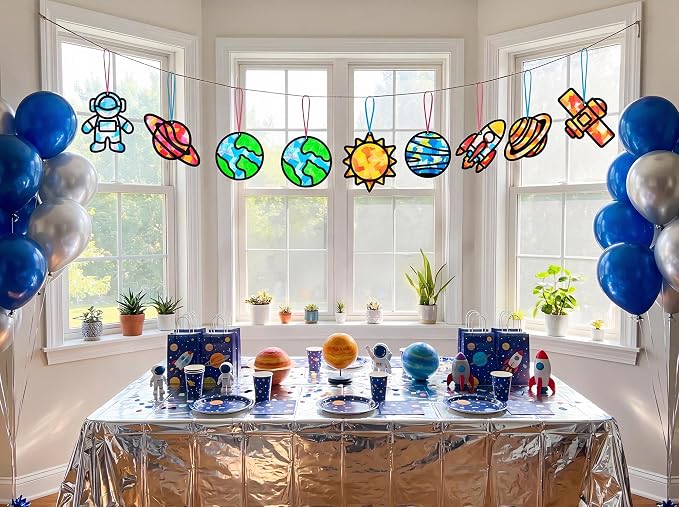 Renbuzhu 48PCS Solar System Space Paper Suncatchers DIY Project Kits, Back to - Image 2
