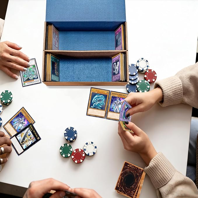 Trading Card Storage Box, Reversible Blue Gold Card Organizer - Image 8