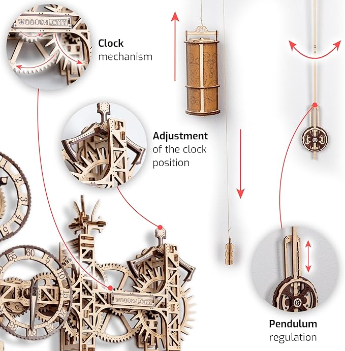 WOODEN.CITY Steampunk Wall Clock Kit – 3D Wooden Puzzle - Image 4