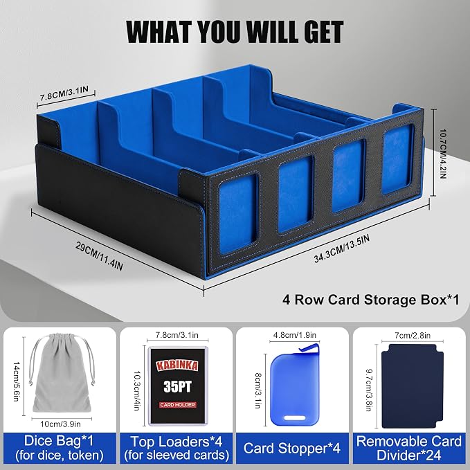 Trading Card Storage Box with Commander Display, 4-Row Deck Case with Removable - Image 3