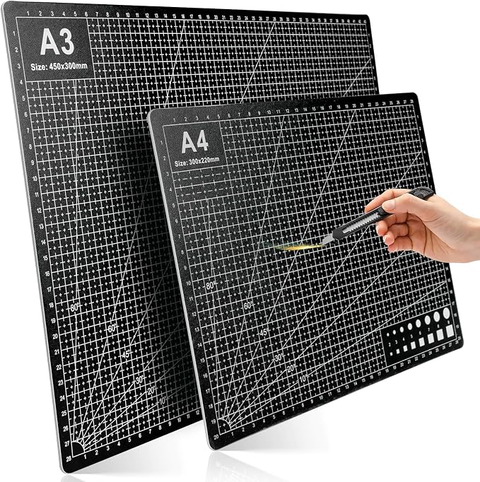 2 Pcs Large Cutting Mat Self Healing, Double Sided, Grid Line And Angles Help by ZenBeya