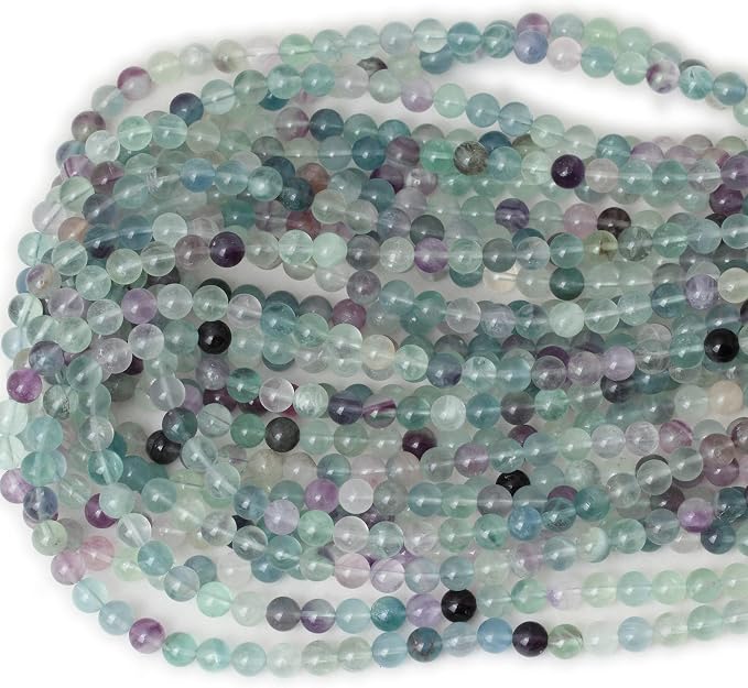 60PCS 6mm Natural Colorful Fluorite Gemstone Round Loose Beads - Image 3