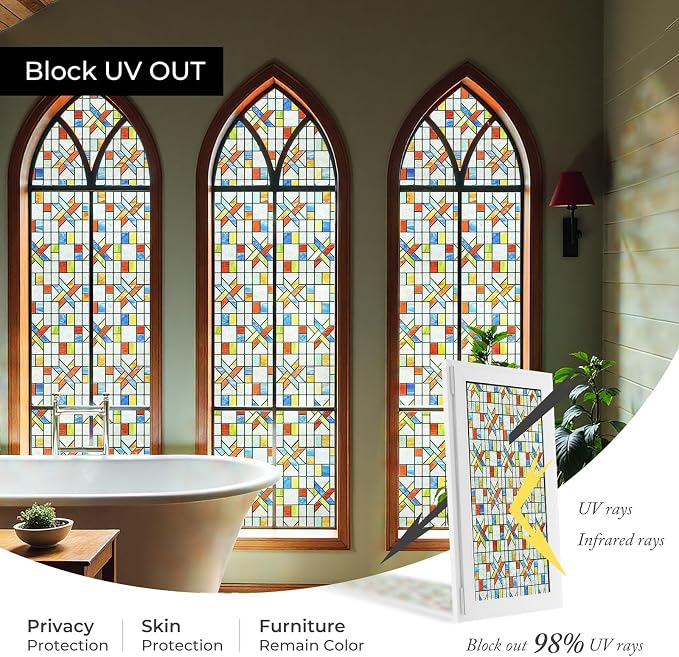 3D Stained Glass Window Film, Decorative Window Privacy Film - Image 3