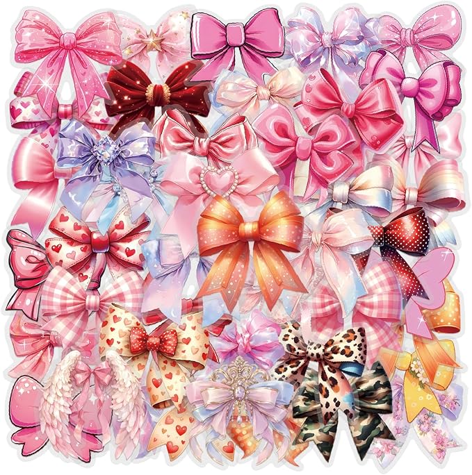 60 Pcs Clear PET Bowknot Stickers by Unknown