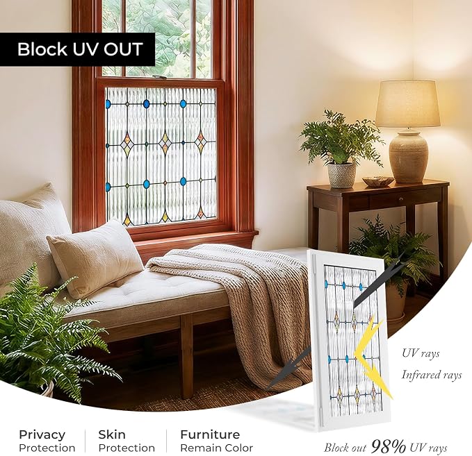 ADD.HERES Window Privacy Film, Stained Glass Decorative Static Cling, Removable - Image 7