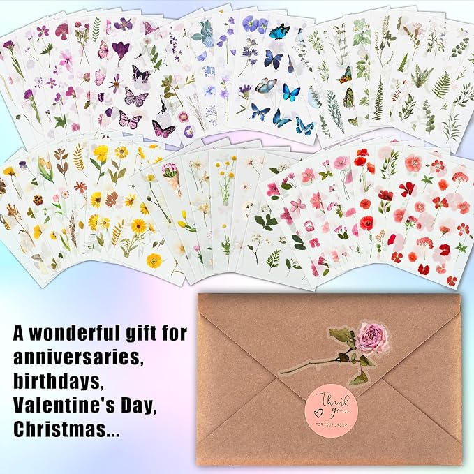 Arme Flower Stickers for Scrapbooking, Decorative Floral Stickers, Small Flower - Image 6