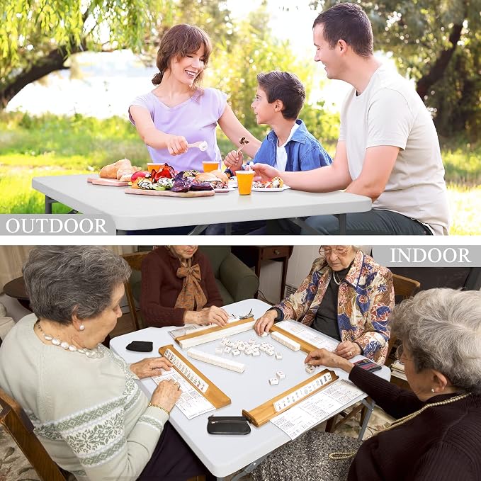SUPER DEAL 33 Inch Folding Card Table, Indoor Outdoor Portable Plastic Kitchen - Image 3