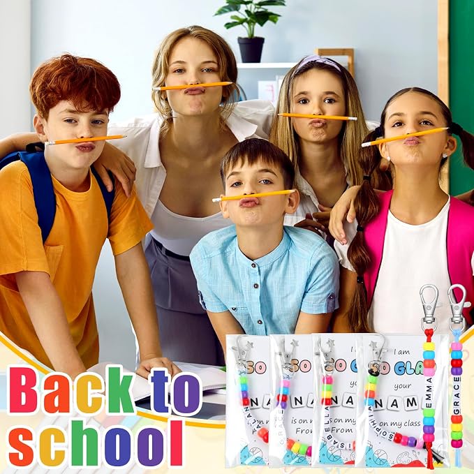 Suncalla 984 Pcs 24 Set Back to School Keychain Making Kit DIY Bead Craft | - Image 5