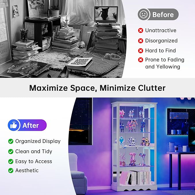 Dystler Display Cabinet with Glass Doors, RGB Lights - Image 6