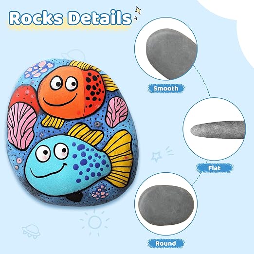 DALTACK 40 Pcs Large Rocks for Painting 25pcs 2-3in & 15pcs 3-4in Natural Flat - Image 2