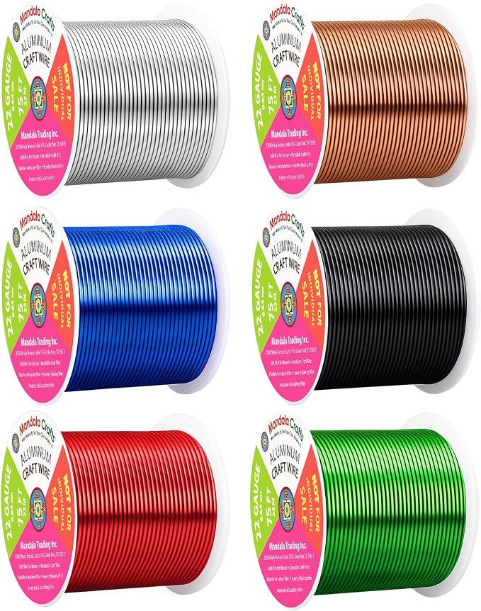 Mandala Crafts 22 GA Black Red Green Assorted Anodized Aluminum Craft Wire | by MandalaCrafts