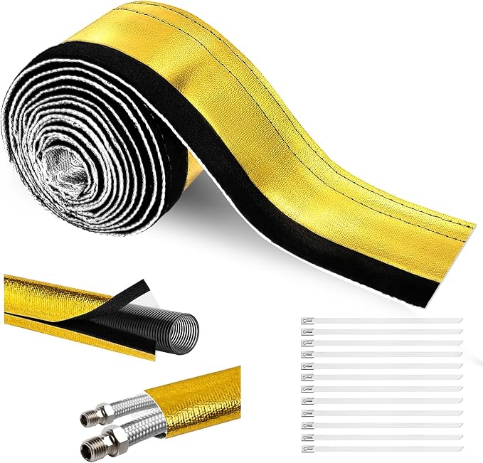 Wire Heat Shield Wrap for Car Hose Lines, 1/2" I.D. x 10FT, by Amerbro