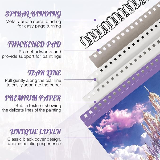 Prudiut Sketch Book 3 Pack, 8.5X11In Violet Spiral Bound Sketch Pad, 50 Sheets - Image 2
