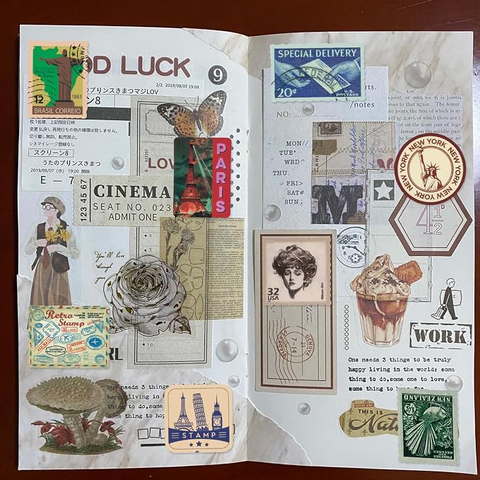 PRSTINCOL 100 Pcs Vintage Stamp Stickers - Image 2