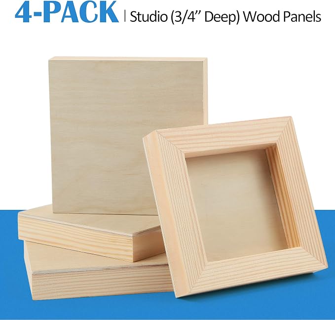 Falling in Art 4 Pack 4x4’’ Unfinished Birch Wood Panels Kit - Image 7