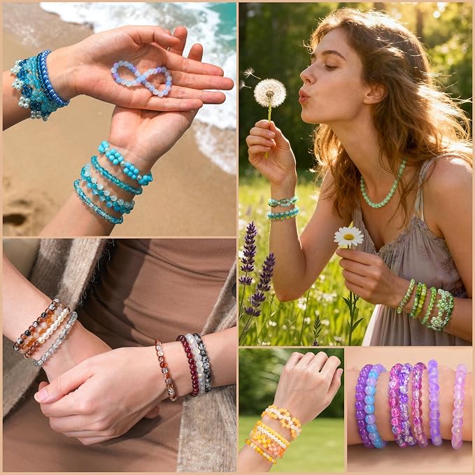 7200PCS 6mm Glass Beads Bracelet Making Kit, 144 Colors Assorted Crystal Beads - Image 6