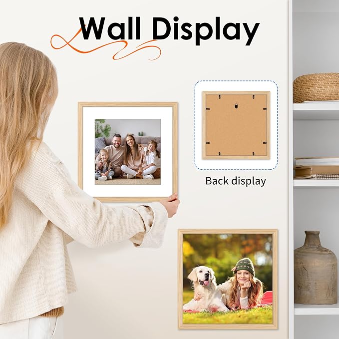 FIXSMITH 12x12 Picture Frame Natural Set of 2, Photo Frame - Image 5