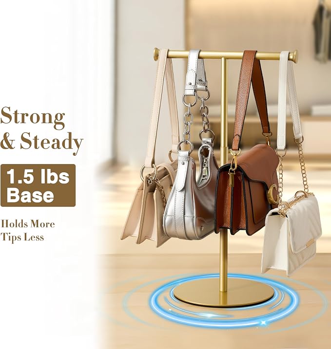 niffgaff T Bar Purse Display Stand Tabletop: Adjustable Height Handbag Holder - Image 5
