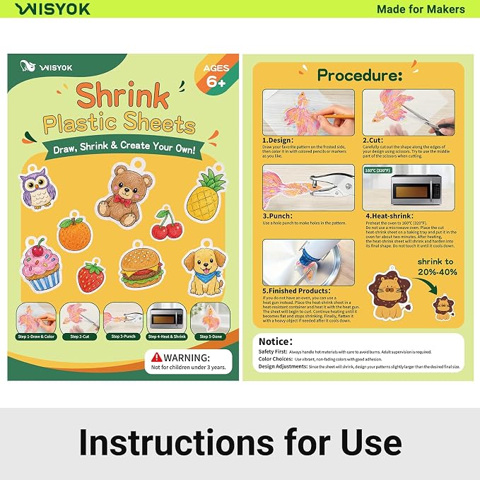 WISYOK 30pcs Shrinky Film, Shrink Plastic Sheets - Image 2