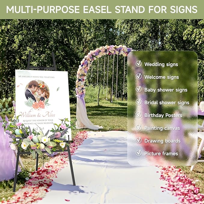 Black Easel Stand for Signs, 4-Tier Height Metal Standing Easel - Image 3