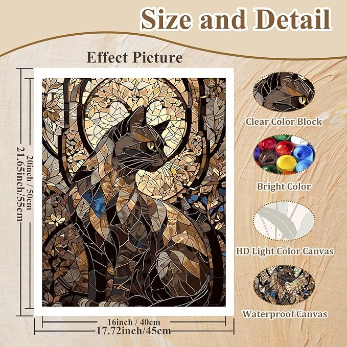 HMZephitiquc Cat Paint by Numbers Kit - Image 4