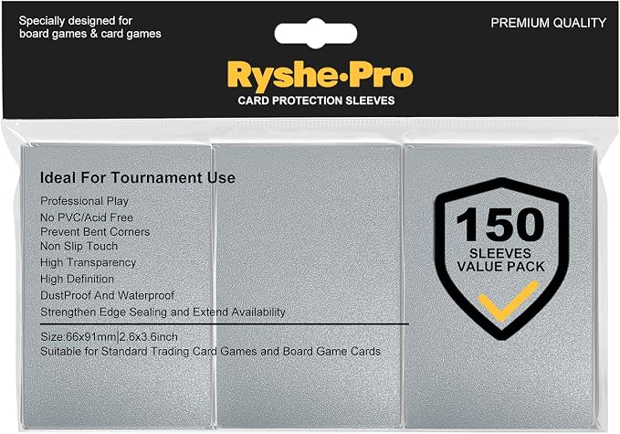 Premium Card Sleeves, 150 Sleeves 2.6''x3.6'' Compatible by RyshePro