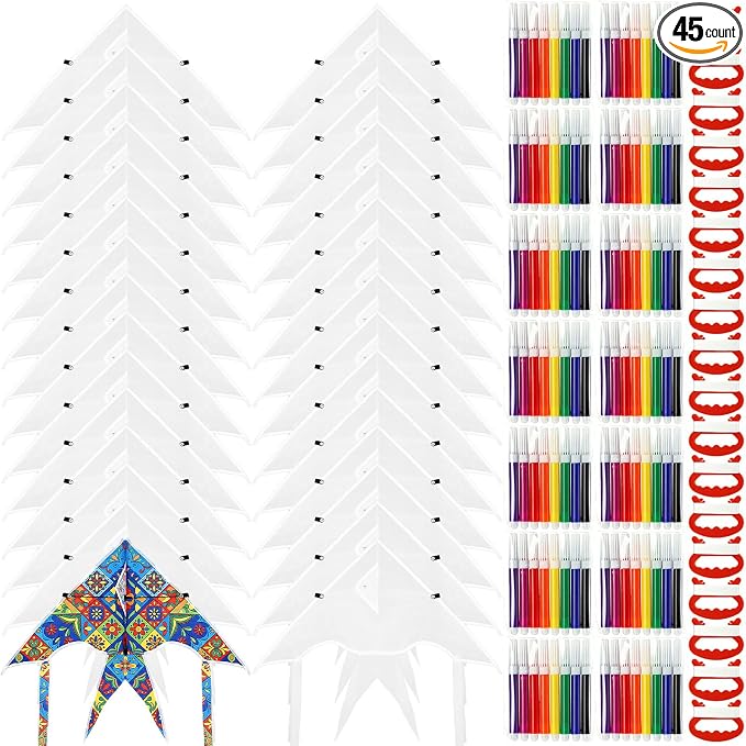 Syhood 30 Pcs DIY Kites Making Kit 20 Inch Summer Decorating Coloring Kites by Syhood