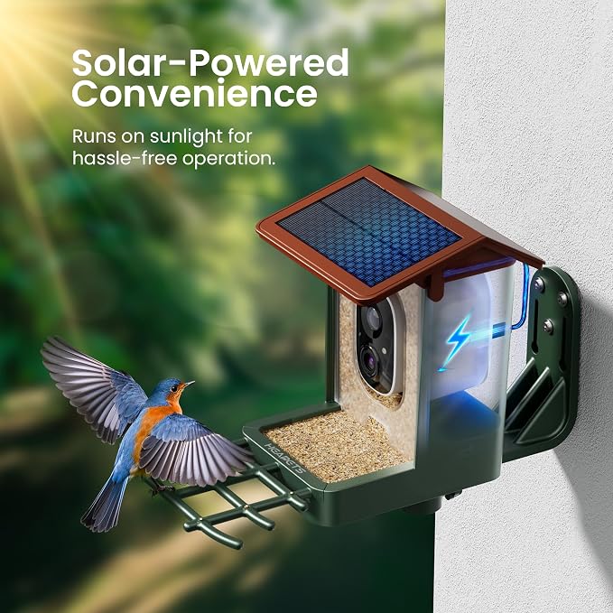 Smart Bird Feeder with Camera Solar Powered 2K HD Video, 000+ Species AI - Image 4