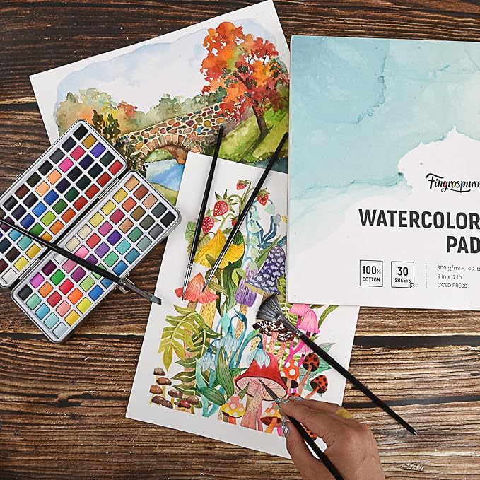 Fingraspuro 9x12 Watercolor Pad, 100% Cotton, Cold Press, 30 Sheets | 140 - Image 7