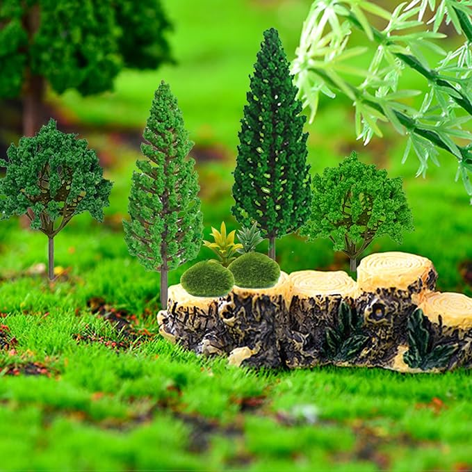 30 Pieces Model Trees Mixed 1.7-6 Inch Fake Miniature Trees | Artificial Moss - Image 7