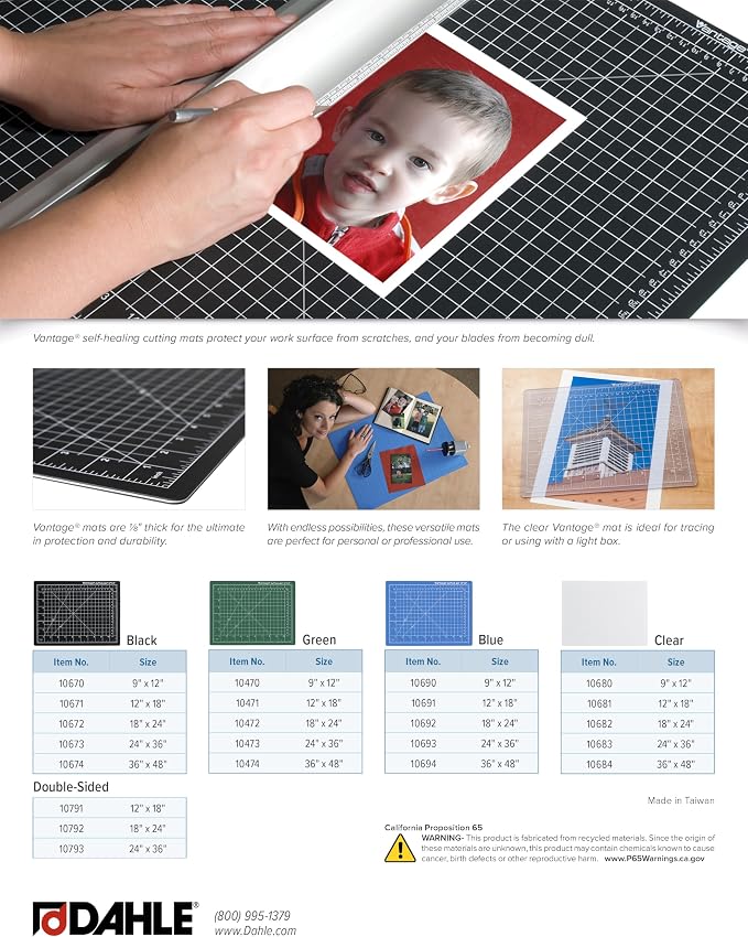 Dahle Vantage 10791 Double-Sided Premium Self-Healing Cutting Mat, 1/2" Grid - Image 7
