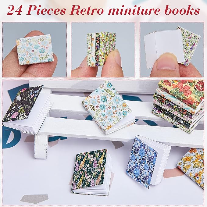 Skylety 24 Pieces 1:12 Scale Miniatures Dollhouse Books Assorted Miniatures - Image 4