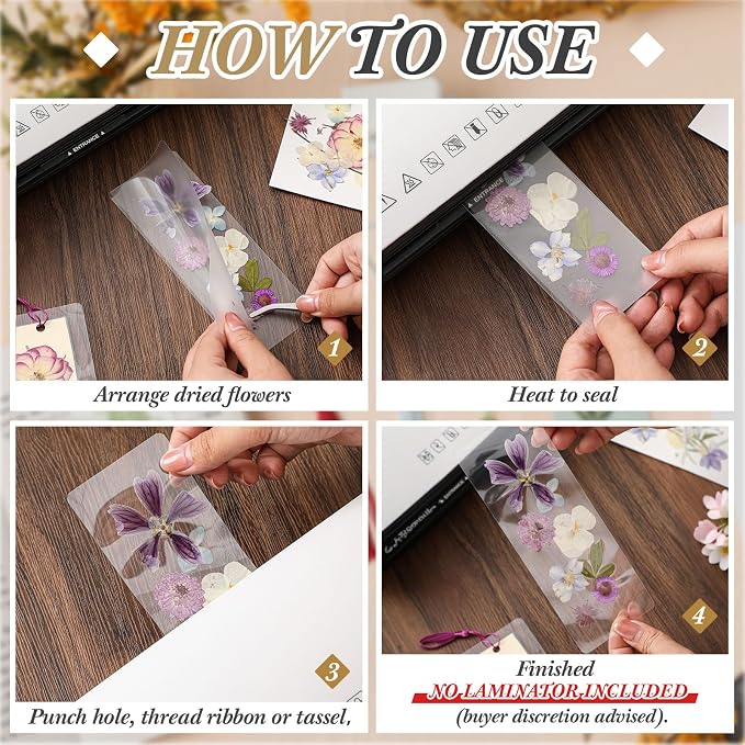 Fuyoooo 376 Pcs Pressed Flowers Bookmark Making Kit, DIY Bookmark Laminating - Image 3