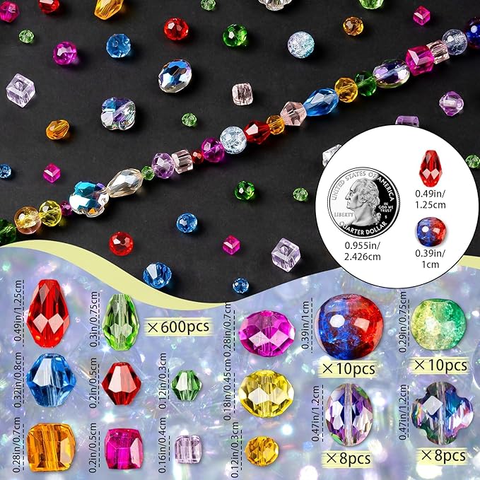 636pcs Glass Beads for Jewelry Making Assorted - Image 2