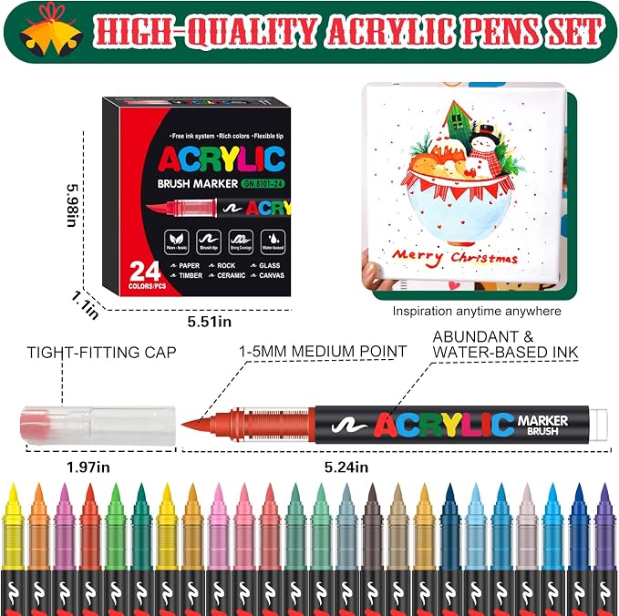 Amamao Acrylic Paint Markers, Soft Brush Tip Pens and Markers, Acrylic Paint - Image 6