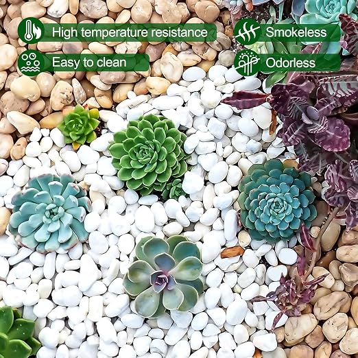 10 lb Natural Polished White Pebbles, 3/8 Inch Decorative White Rocks - Image 6
