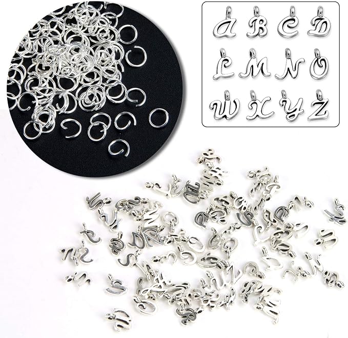 SANNIX 156Pcs/6 Sets ABC Letter Charms Mini A-Z Alphabet Bracelet Necklace - Image 3