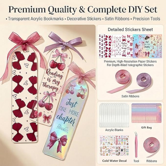 Acrylic Bookmark Blanks, 1.37x5.5 Clear Acrylic Bookmarks, UV DTF Decals - Image 4