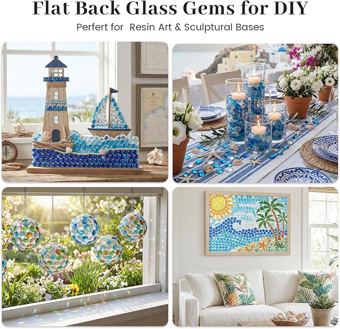 FUTUREPLUSX 1 pounds, Flat Glass Marbles - Image 6