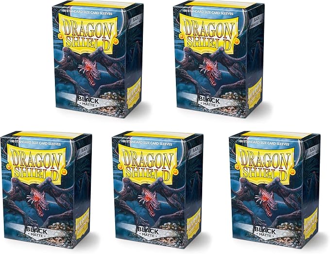 5 Packs Dragon Shield Matte Black Standard Size 100 ct Card Sleeves Value - Image 2