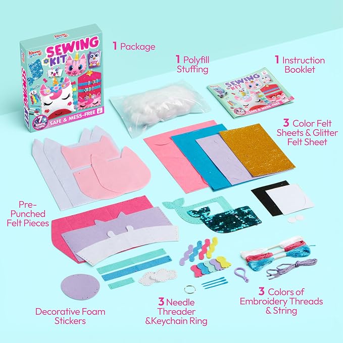 Klever Kits 7 Sewing Projects- My First Kids Sewing Kit- Easy DIY Arts and - Image 4