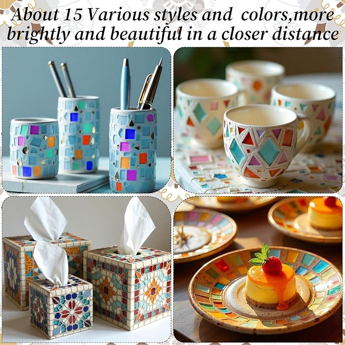 2400 Pcs Colorful Irregular Crystal Mosaic Tiles, 4.4lb Tiny Mosaic Tile DIY - Image 5