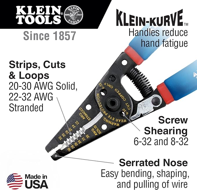 Klein Tools 11057 Wire Cutter/Stripper, Made in USA, Heavy Duty Cutter - Image 2
