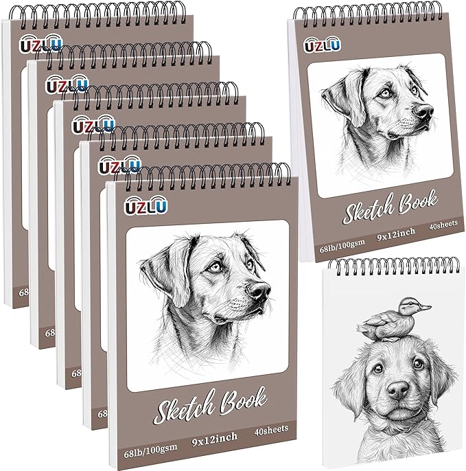 5 Pcs Sketch Book Bulk 9 x 12 in 200 Sheets Top Spiral Bound Sketch Pad Drawing by UZLUbuywithconfidence