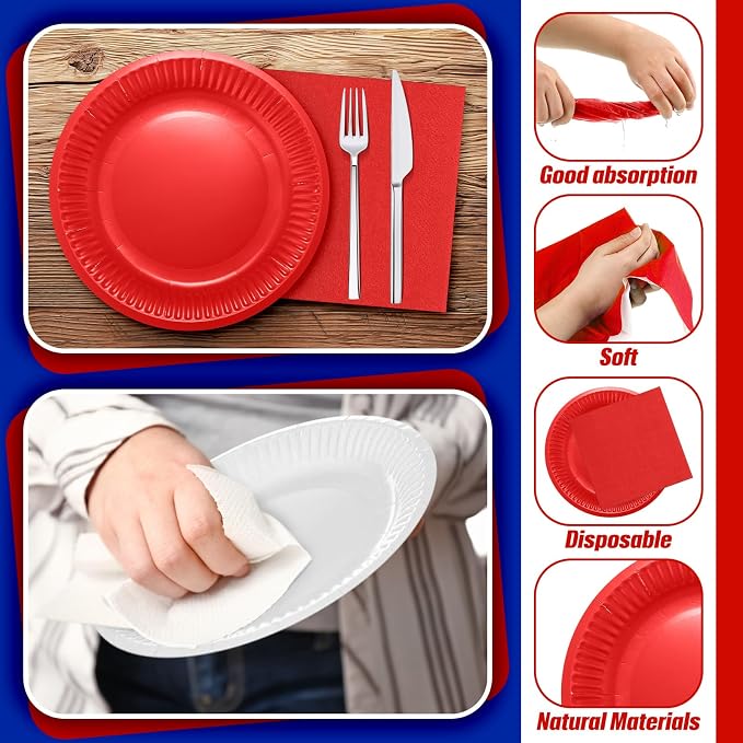 Zhehao 120 Pcs Disposable Paper Plates and Napkins Bulk Birthday Party - Image 2