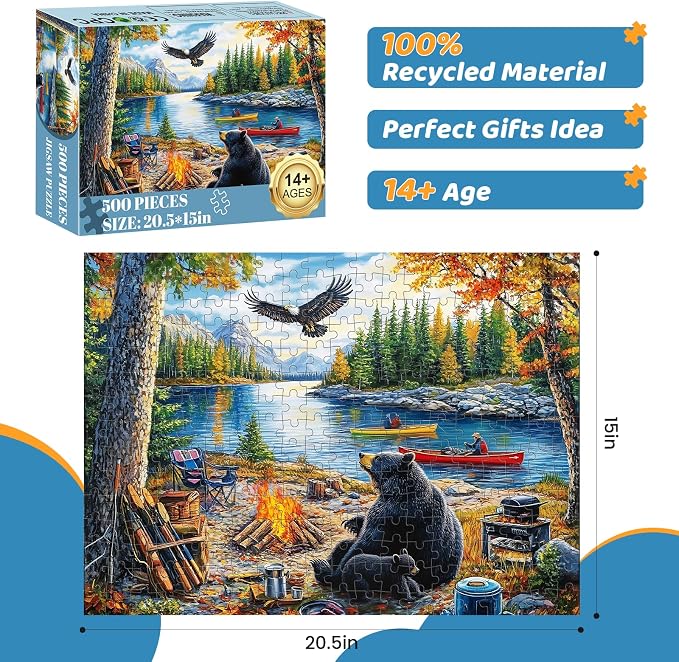 500 Piece Puzzles for Adults, Mother Bear Eagle Large Piece Jigsaw Puzzle for - Image 2