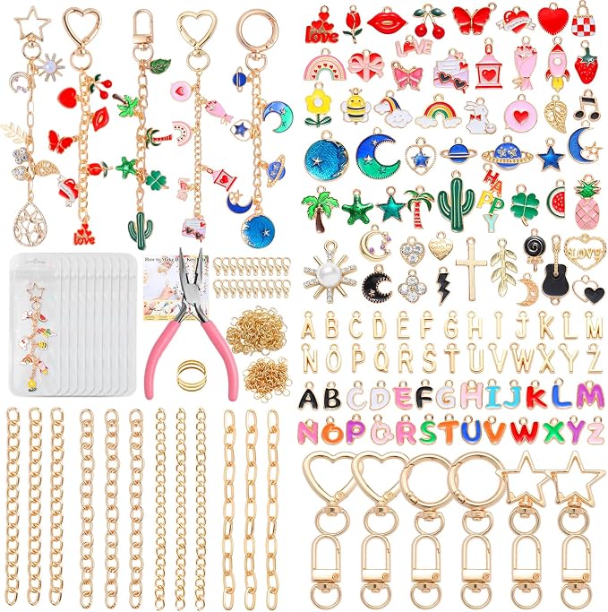 Riwiuue 352Pcs Lip Gloss Keychain Making Kit, DIY Charms Key Chain Making Kit by Unknown