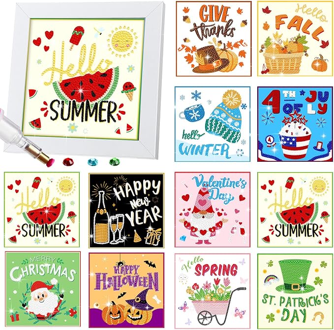 Trandraft 13 Pcs Summer Fall Seasonal Diamond Art Kits by Trandraft